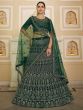 Green Mirror Work Lehenga Choli In Net