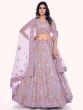 Purple Thread Embroidered Net Lehenga Choli With Dupatta