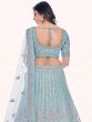 Blue Thread Embroidered Lehenga Choli In Net