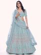 Blue Thread Embroidered Lehenga Choli In Net