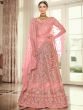 Pink Embroidered Net Lehenga Choli With Dupatta