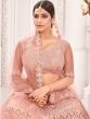 Peach Embroidered Wedding Lehenga Choli In Net