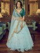 Blue Net Lehenga With Embroidered Choli And Dupatta