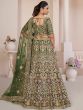 Green Wedding Net Lehenga Choli In Zari Embroidery