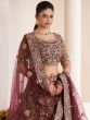 Maroon Bridal Zari Work Lehenga Choli In Net
