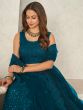 Blue Wedding Lehenga In Net With Sequined Blouse