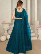 Blue Wedding Lehenga In Net With Sequined Blouse