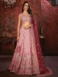 Pink Bridesmaid Net Lehenga Choli In Sequin Embroidery