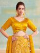 Deep Yellow Mirror Work Lehenga Choli In Digital Print