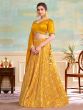 Deep Yellow Mirror Work Lehenga Choli In Digital Print