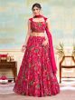 Pink Georgette Festive Lehenga Choli In Floral Print