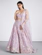 Lilac Purple Bridesmaid Lehenga Choli In Net With Floral Embroidery