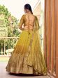 Mustard Yellow Pleated Lehenga Choli In Shaded Pattern With Sequins Work