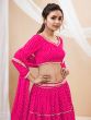 Pink Festive Wear Lehenga Choli In Georgette With Lehariya Print