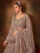 Dusty Mauve Heavy Floral Embroidered Lehenga Choli In Georgette