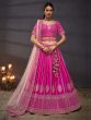 Deep Pink Bridal Lehenga Set In Silk With Embroidered Blouse