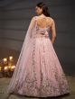 Pink Stone Work Enhanced Chiffon Silk Bridesmaid Lehenga Choli