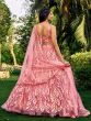 Dark Pink Net Lehenga Choli In Sequins Embellishments