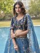 Blue Stone Embroidered Ombre Shaded Lehenga Choli