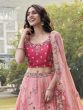 Pink Shaded Organza Lehenga Choli In Stone Work