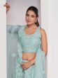 Light Blue Net Lehenga Choli In Floral Embroidery