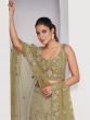 Sage Green Net Lehenga Choli In Thread Work