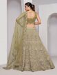 Sage Green Net Lehenga Choli In Thread Work