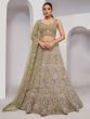 Sage Green Net Lehenga Choli In Thread Work