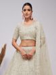 Off White Floral Embroidered Net Lehenga Choli