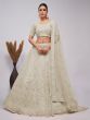 Off White Floral Embroidered Net Lehenga Choli