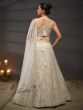 Pearl White Net Lehenga Choli In Cutdana Work