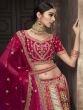 White & Pink Zari Embellished Wedding Lehenga Choli