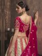 White & Pink Zari Embellished Wedding Lehenga Choli