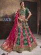 Green & Pink Zari Embroidered Wedding Lehenga Choli