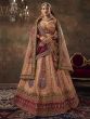 Peach And Maroon Stone Enriched Bridal Lehenga Choli