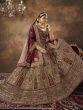 Maroon And Brown Heavy Embroidered Bridal Lehenga Choli