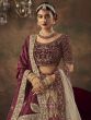 Maroon And Cream Heavy Embroidered Bridal Lehenga Choli