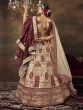 Maroon And Cream Heavy Embroidered Bridal Lehenga Choli