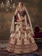 Maroon And Cream Heavy Embroidered Bridal Lehenga Choli