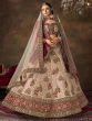 Cream Zari Embroidered Bridal Lehenga Choli In Silk