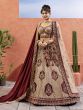 Cream Net Bridal Lehenga Choli In Heavy Stone Work