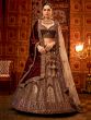 Golden Stone Embroidered Bridal Lehenga Choli In Velvet