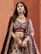 Pastel Cream Embroidered Velvet Lehenga Choli