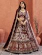 Pastel Cream Embroidered Velvet Lehenga Choli