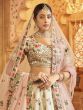 Ivory Floral Embroidered Wedding Lehenga Choli In Silk