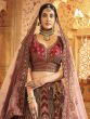 Multicolor Velvet Zardozi Embroidered Bridal Lehenga Choli