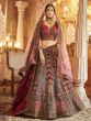 Multicolor Velvet Zardozi Embroidered Bridal Lehenga Choli