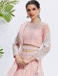 Baby Pink Embroidered Lehenga Choli Set In Net