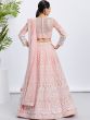 Baby Pink Embroidered Lehenga Choli Set In Net