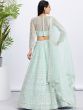 Sea Blue Net Lehenga Choli In Thread Embroidery